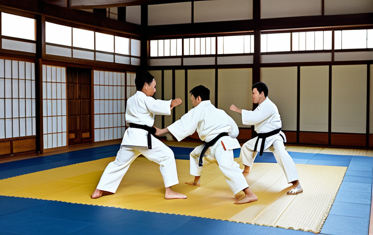 **

"A judo class in a traditional dojo setting, several fully clothed students in judogi practicing techniques under the guidance of a sensei, appropriate attire, safe for work, perfect anatomy, natural proportions, professional lighting, high resolution, family-friendly martial arts setting, very detailed."

**