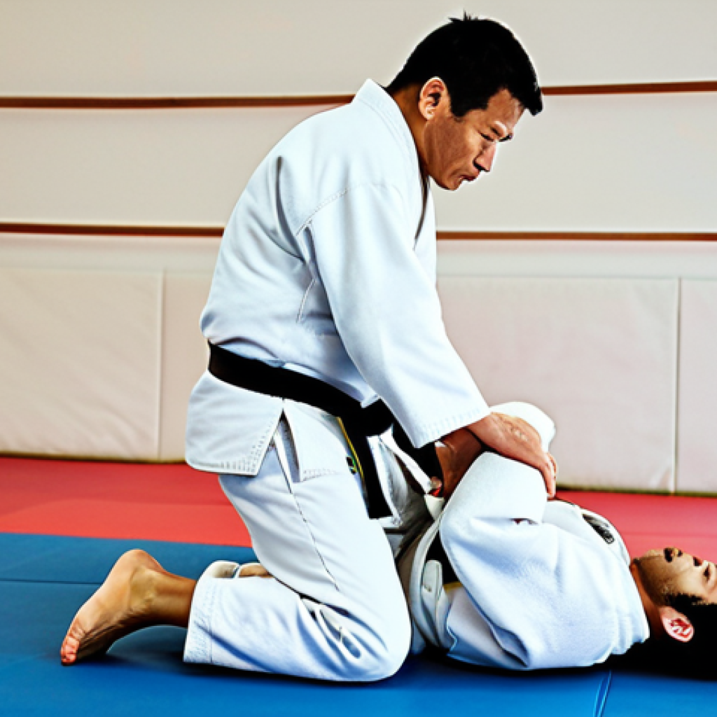 Judo Dojo Atmosphere**

"A busy Judo dojo in France, with diverse athletes practicing ukemi and grappling, fully clothed in judogi. Sensei instructing a young student. Warm, natural lighting. Action shot, capturing the energy and focus. Safe for work, appropriate content, professional setting, perfect anatomy, natural proportions, modest attire."

**