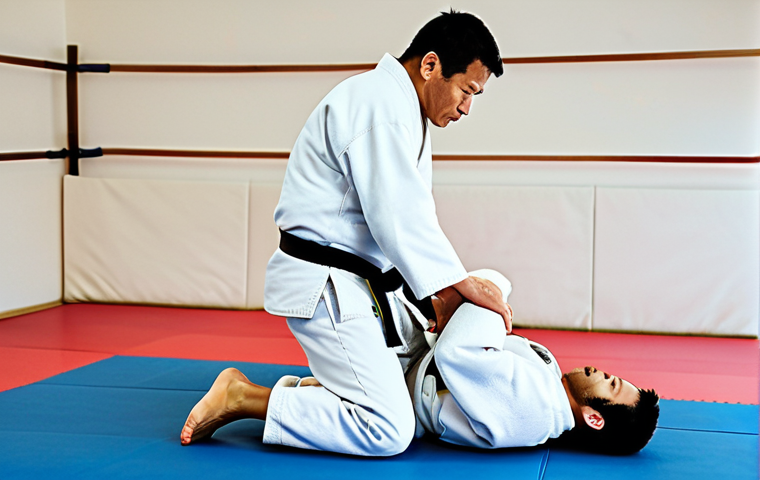 Judo Dojo Atmosphere**

"A busy Judo dojo in France, with diverse athletes practicing ukemi and grappling, fully clothed in judogi. Sensei instructing a young student. Warm, natural lighting. Action shot, capturing the energy and focus. Safe for work, appropriate content, professional setting, perfect anatomy, natural proportions, modest attire."

**