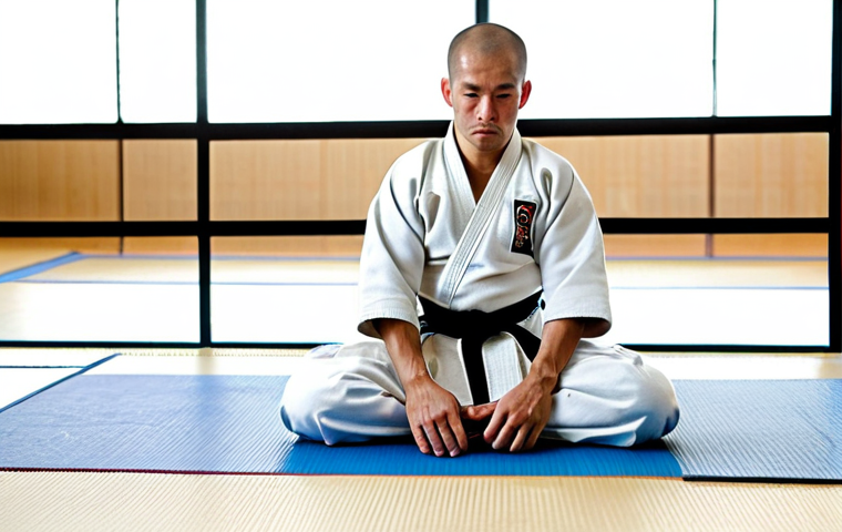 유도 경기 중 실수 대처법 - Judo Practice & Reflection**

"A fully clothed judoka in a clean white gi, kneeling respectfully on ...