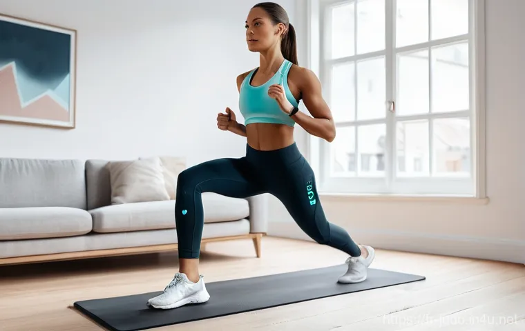 유도 훈련 로그 앱 추천 - **Prompt 1: "The AI-Powered Home Workout"**
    "A fit and diverse woman in her late 20s is performi...