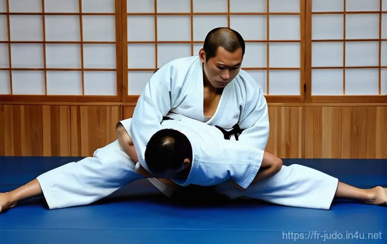 유도 초보자와 중급자의 차이 - **"A 16-year-old female judoka, wearing a clean, traditional white judogi, confidently executes a pe...