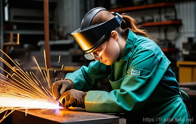 유도 장비 대여 방법 - **Prompt:** A young, focused man in his late 20s, wearing clean work overalls, safety glasses, and s...