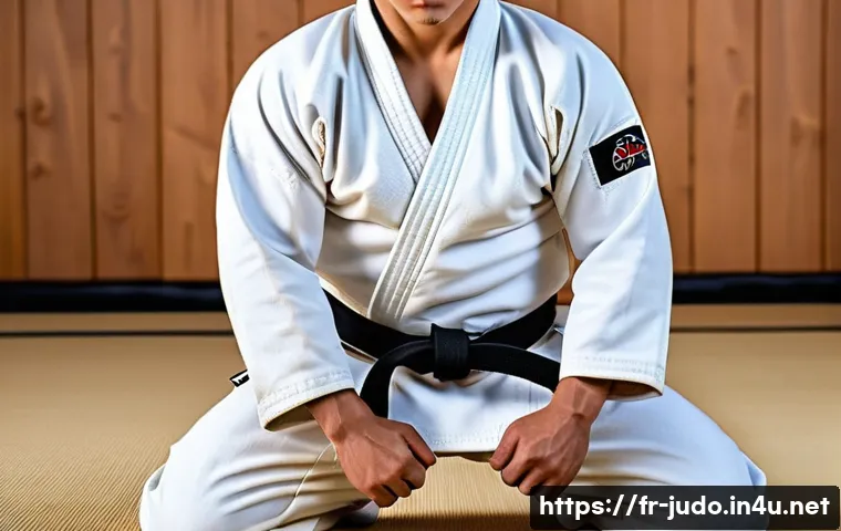 유도에 적합한 체형 - A dynamic judo scene featuring a balanced-height adult male judoka with a well-proportioned, athleti...